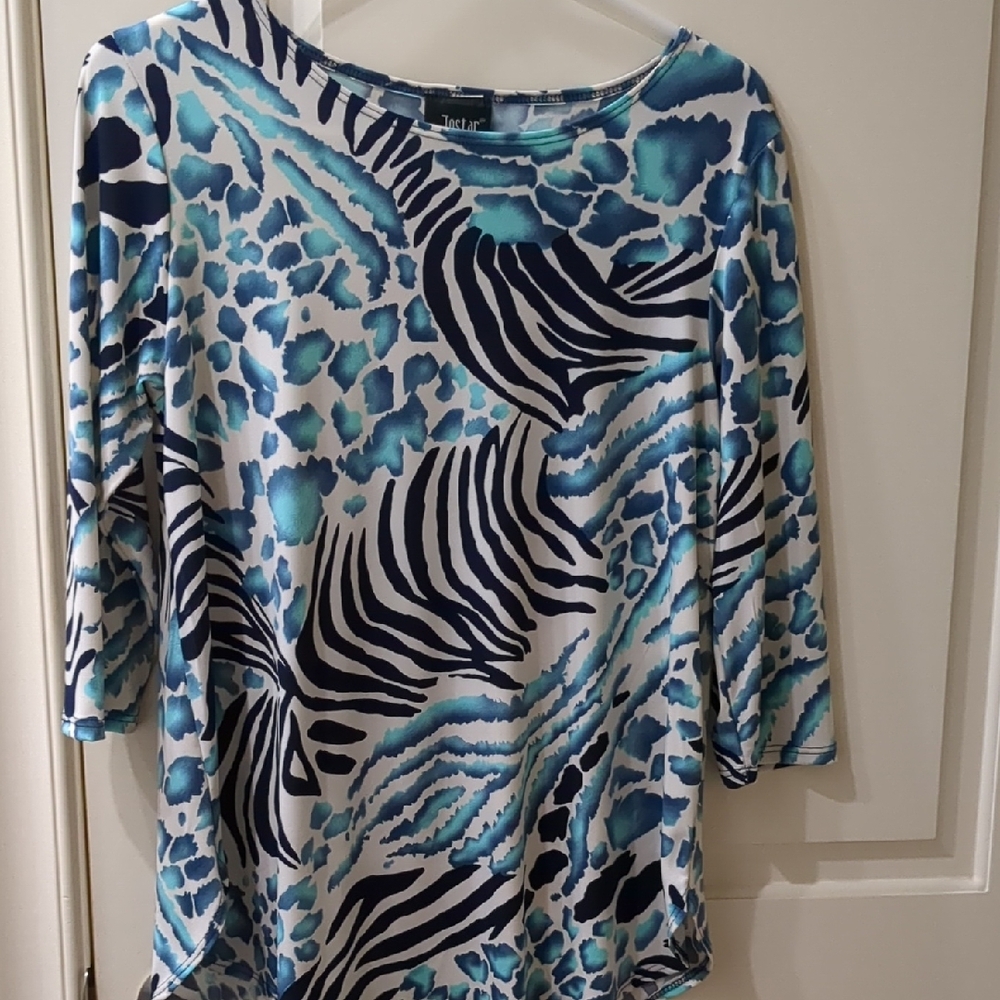 Turquoise and Black Graphic Tunic